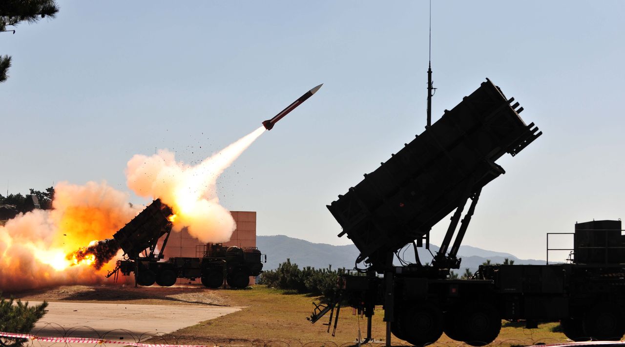 Launching a missile from the Patriot system.