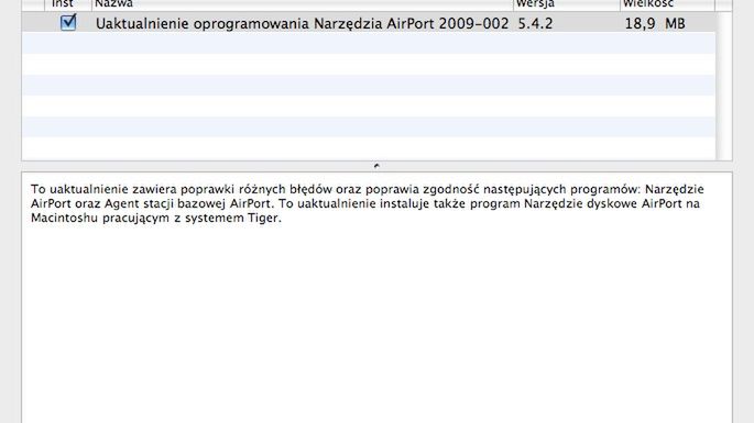 Aktualizacja AirPort 2009-002 1