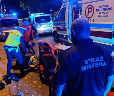 Wypadek motocyklisty. "Przeleciał w powietrzu około 50 metrów"