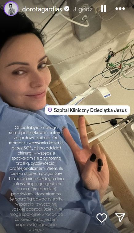 Wpis Doroty Gardias na Instagramie