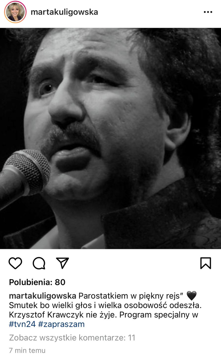 Krzysztof Krawczyk nie żyje. Wspomnienie Marty Kuligowskiej