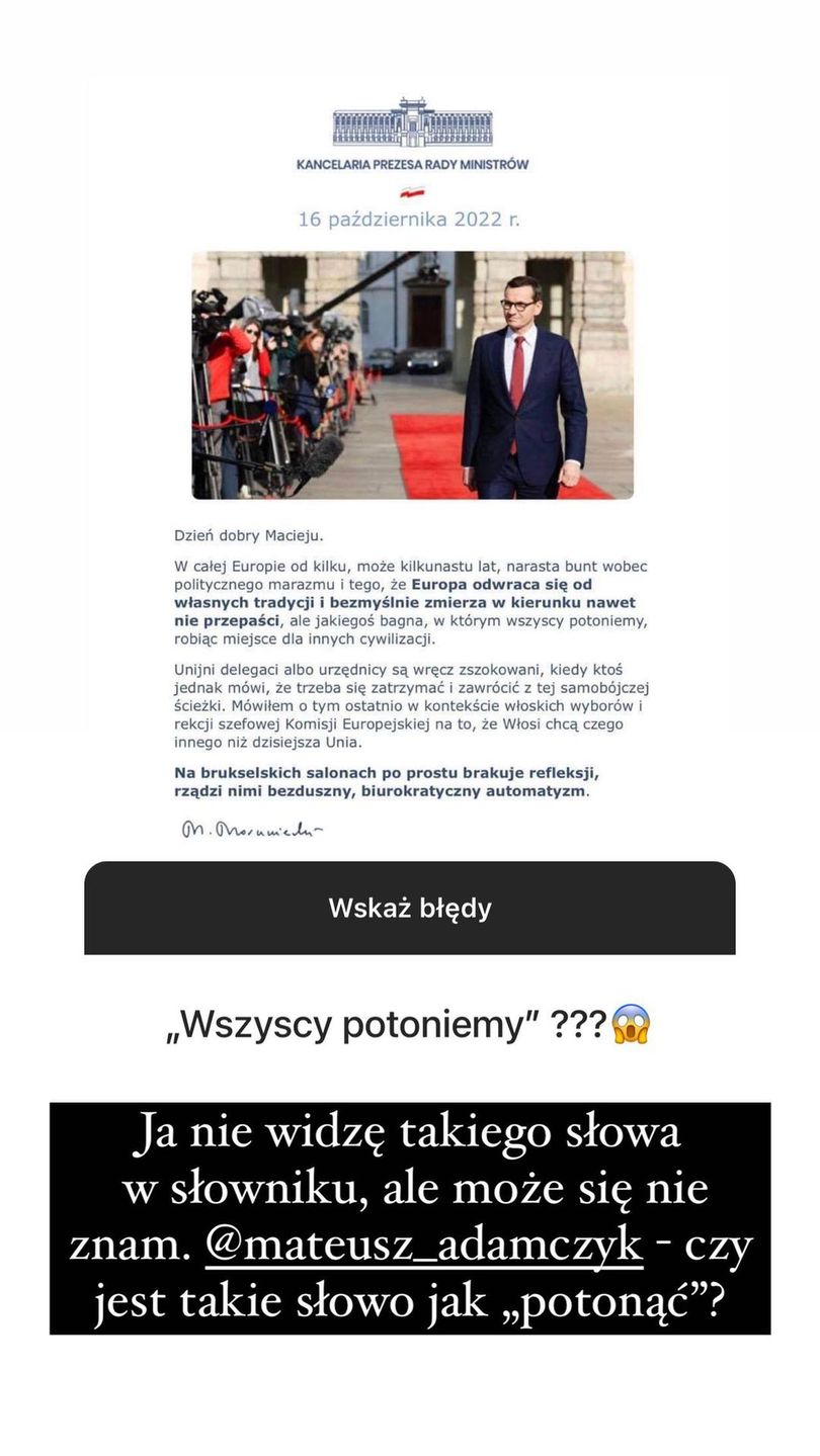 Błędy w e-mailu Mateusza Morawieckiego