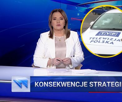 Kamień trafił w auto TVP. "Wiadomości" wskazały kolejnego wroga