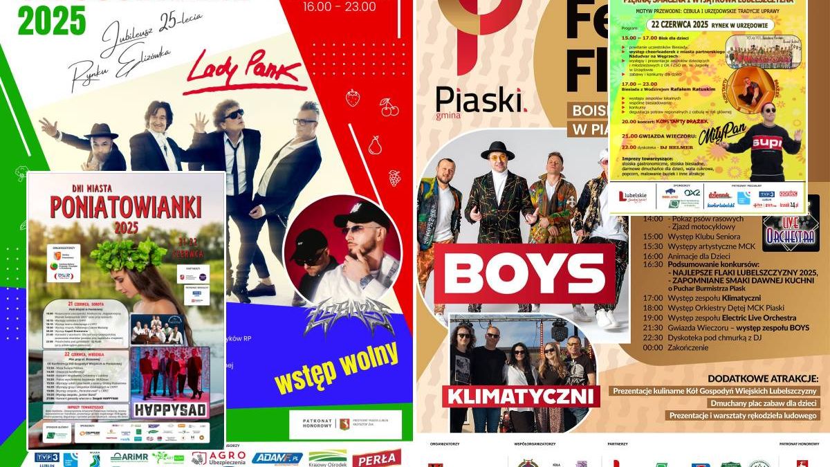 Koncerty w niedzielę 22 czerwca w województwie lubelskim: Owocobranie, Festiwal Flaków, Poniatowianki, Biesiada po Urzędowsku