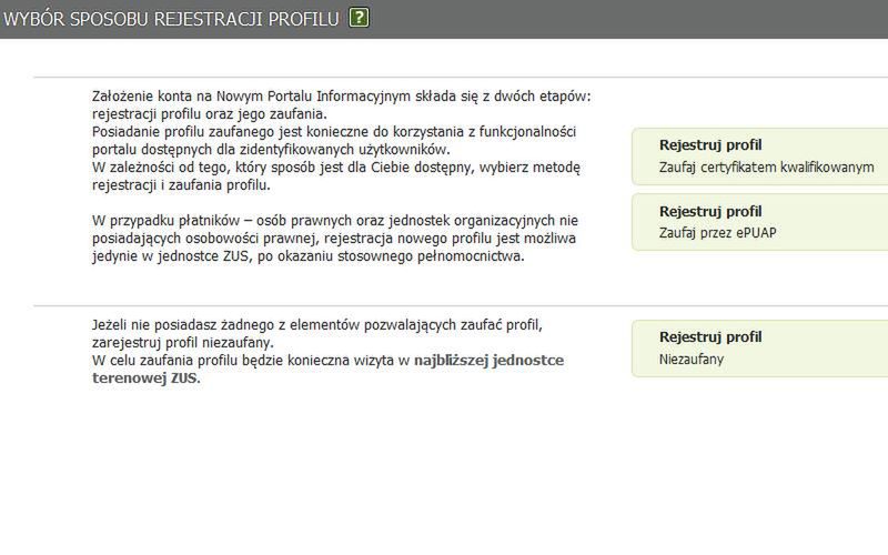 Platforma Usług Elektronicznych - rejestracja