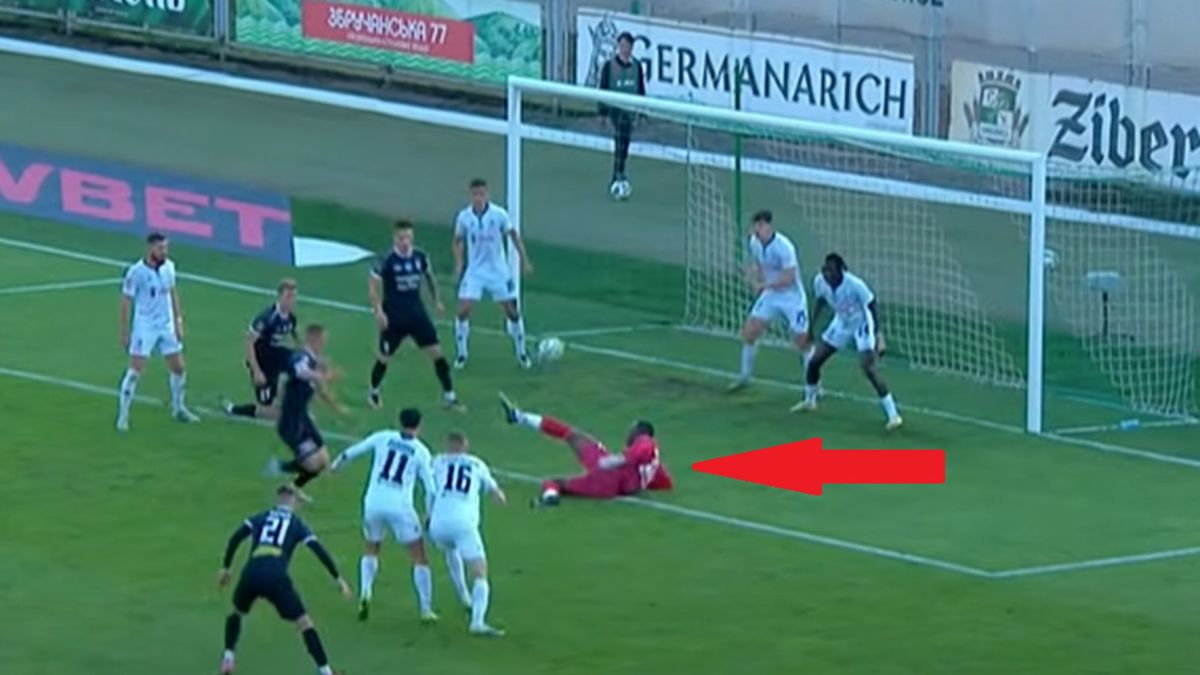 YouTube / Telewizja UPL / Na zdjęciu: kuriozalny gol bramkarza w lidze ukraińskiej