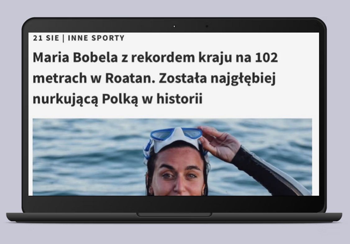 Z TVP Sport usunięto tekst o rekordzistce w nurkowaniu. "Po ponownej ocenie merytorycznej"