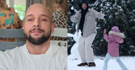 Maciej Pela SZALAŁ w śniegu z córkami. Były sanki, lepienie bałwana i bitwa na śnieżki [ZDJĘCIA]