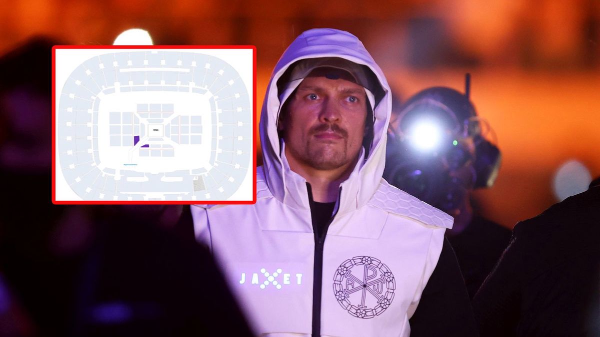 Zdjęcie okładkowe artykułu: Getty Images / Getty / sklep.ebilet.pl / Na zdjęciu: Ołeksandr Usyk / w ramce: plan stadionu we Wrocławiu