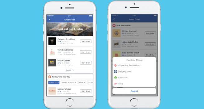 W aplikacji mobilnej Facebooka będzie można zamawiać posiłki z restauracji