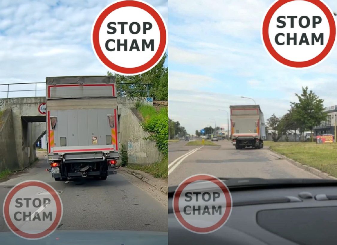 Myślał, że się zmieści. Nagranie krąży w sieci