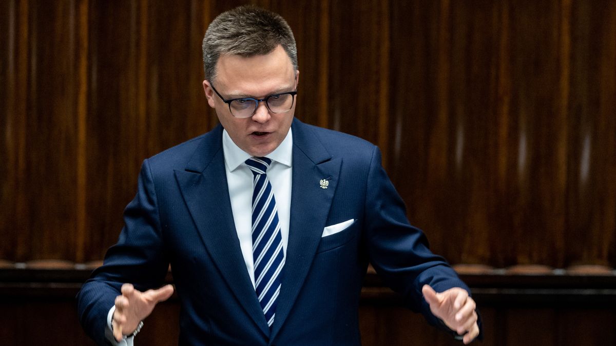 Szymon Holownia, Marshal of the Sejm of the, Republic of Poland during Inter-Parliamentary Conference for the Common Foreign and Security Policy and the Common Security and Defence Policy in Warsaw Poland on 24 March 2025. (Photo by Foto Olimpik/NurPhoto via Getty Images)