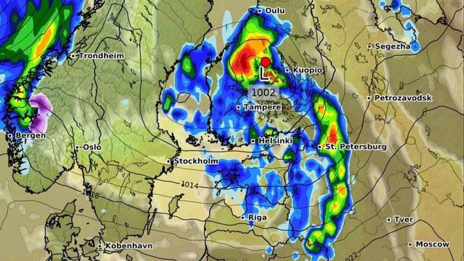 Mapa pogody Finlandii