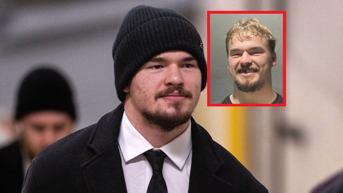 Getty Images / Michael Mooney/NHLI / Na zdjęciu: Aleksander Aleksiejew, w ramce jego zdjęcie po zatrzymaniu