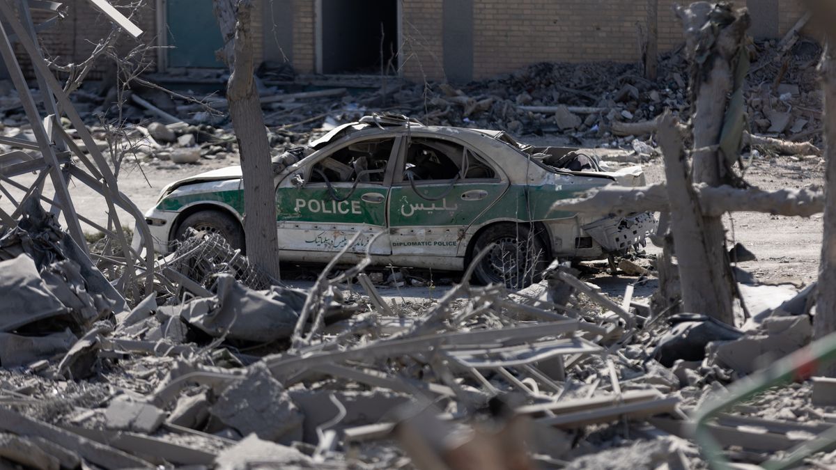 TEHRAN, IRAN - 2026/03/04: A Diplomatic Police Center was targeted during US - Israeli strikes on Iran, leaving the building destroyed and causing damage to surrounding structures. (Photo by Sobhan Farajvan/Pacific Press/LightRocket via Getty Images)