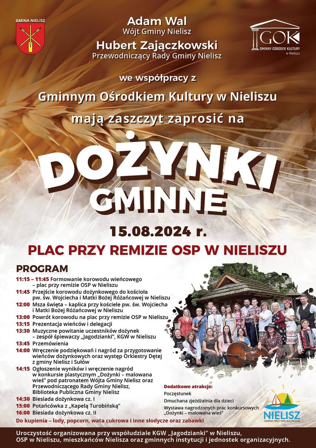 Dożynki w Nieliszu 2024 - plakat, program wydarzenia