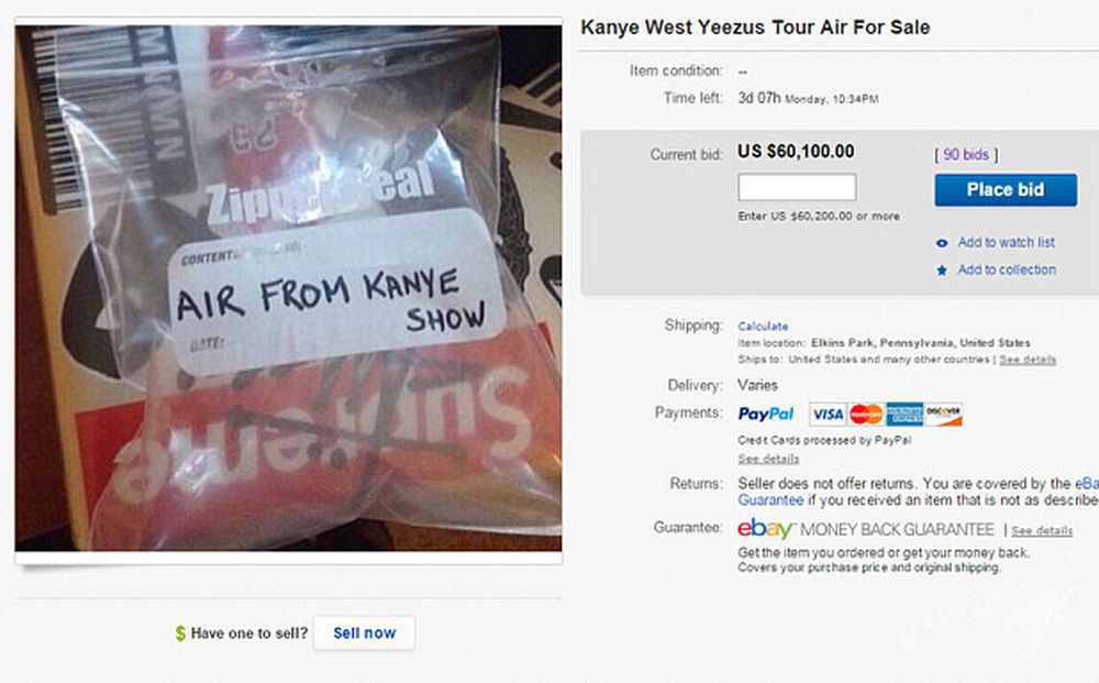 Torebka z powietrzem z koncertu Kanye'a West'a