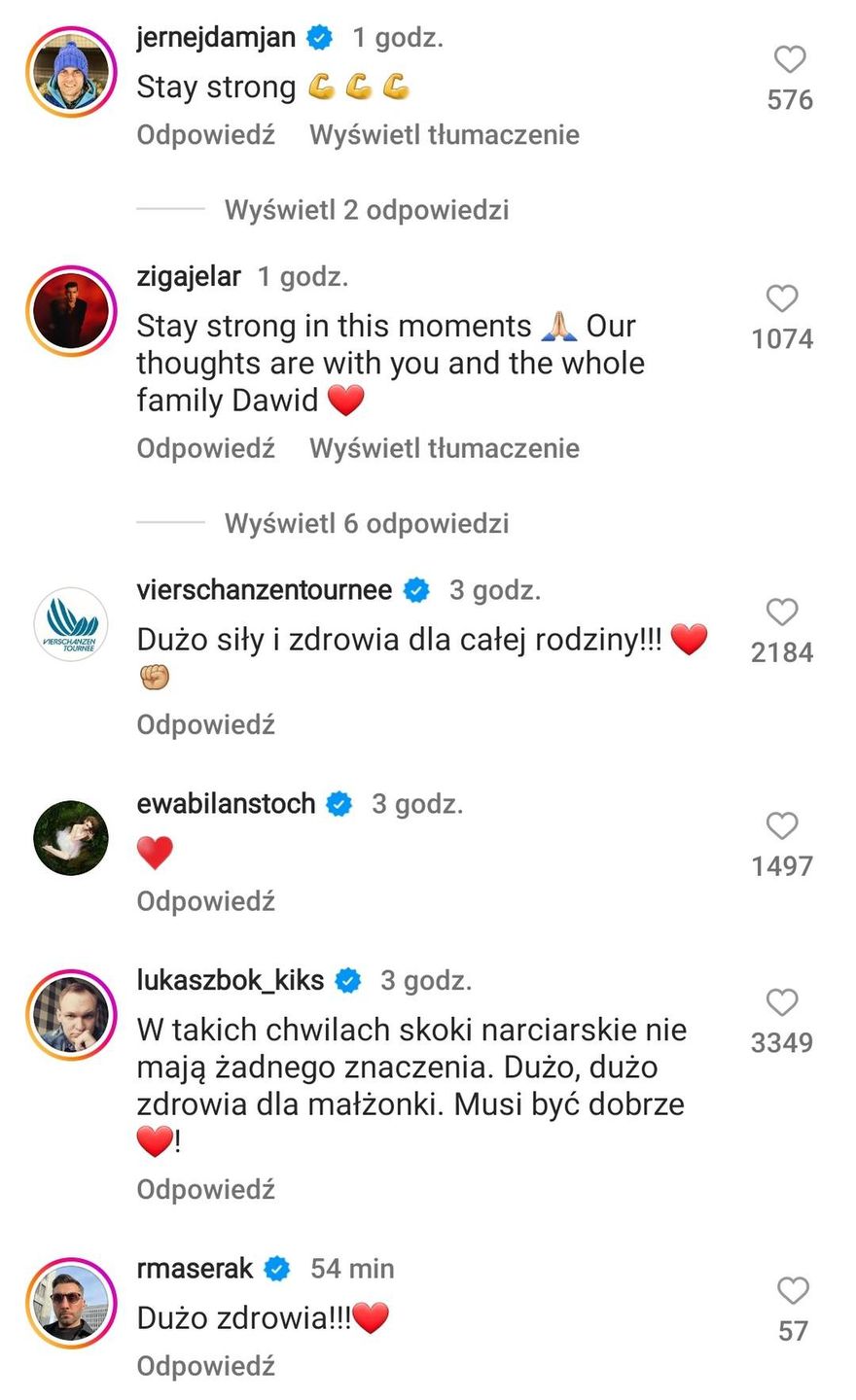 Dawid Kubacki - słowa wsparcia dla skoczka i jego żony