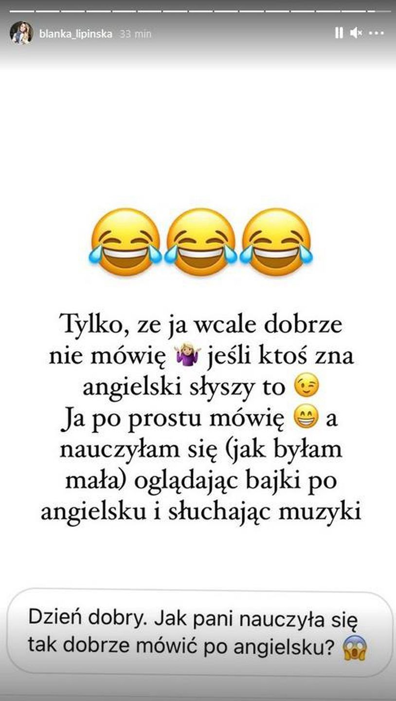 Blanka Lipińska o znajomości angielskiego