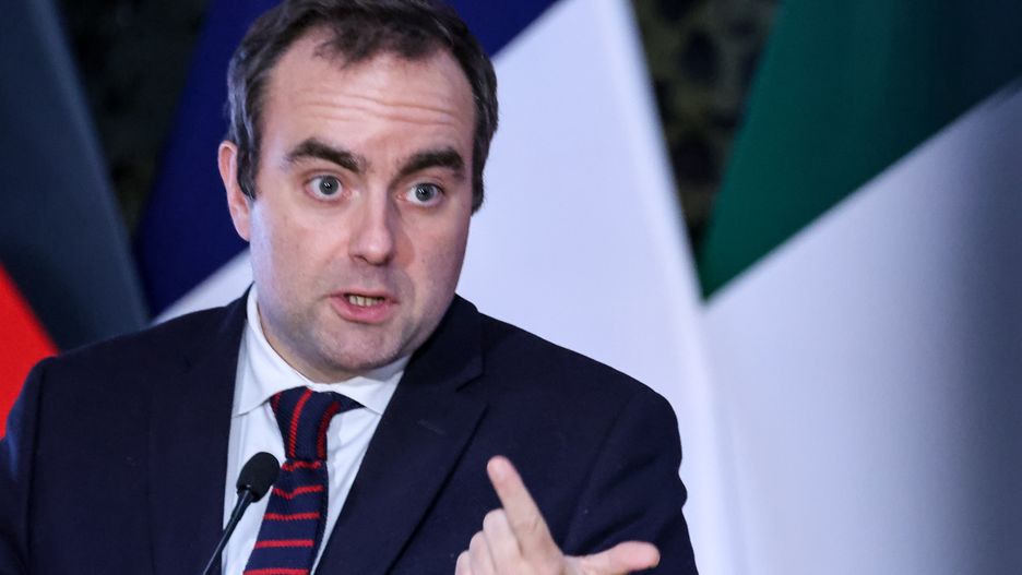 French Minister of the Armed Forces Sébastien Lecornu speaks during press conference at  Representative Centre of the Ministry of National Defence during the meeting of E5 - Defence Ministers of Poland, Germany, the UK, France and Italy in Warsaw, Poland on January 13, 2025. Group of five Minister of Defence is a European security mechanism in the face of new global challenges after Russian invasion of Ukraine and changing of administration in the USA. (Photo by Dominika Zarzycka/NurPhoto via Getty Images)