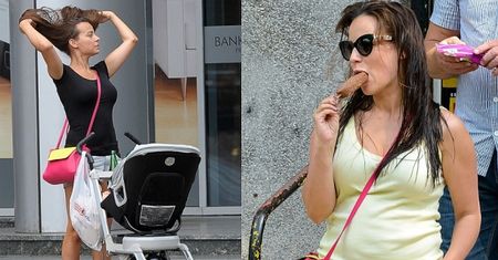 "Ania Mucha UMAWIAŁA SIĘ Z PAPARAZZI! Pozowała przy mercedesie, markowym wózku"
