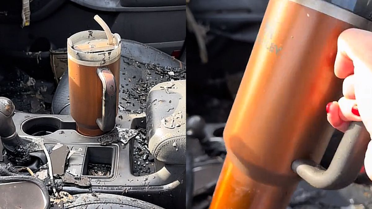 Termos wytrzymał pożar auta. Jak odpowiedział producent kubka?