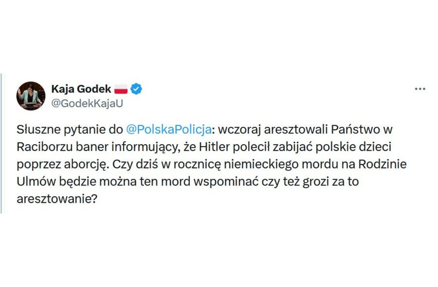 Wpis Kai Godek odnoszący się do aborcji w czasach Adolfa Hitlera