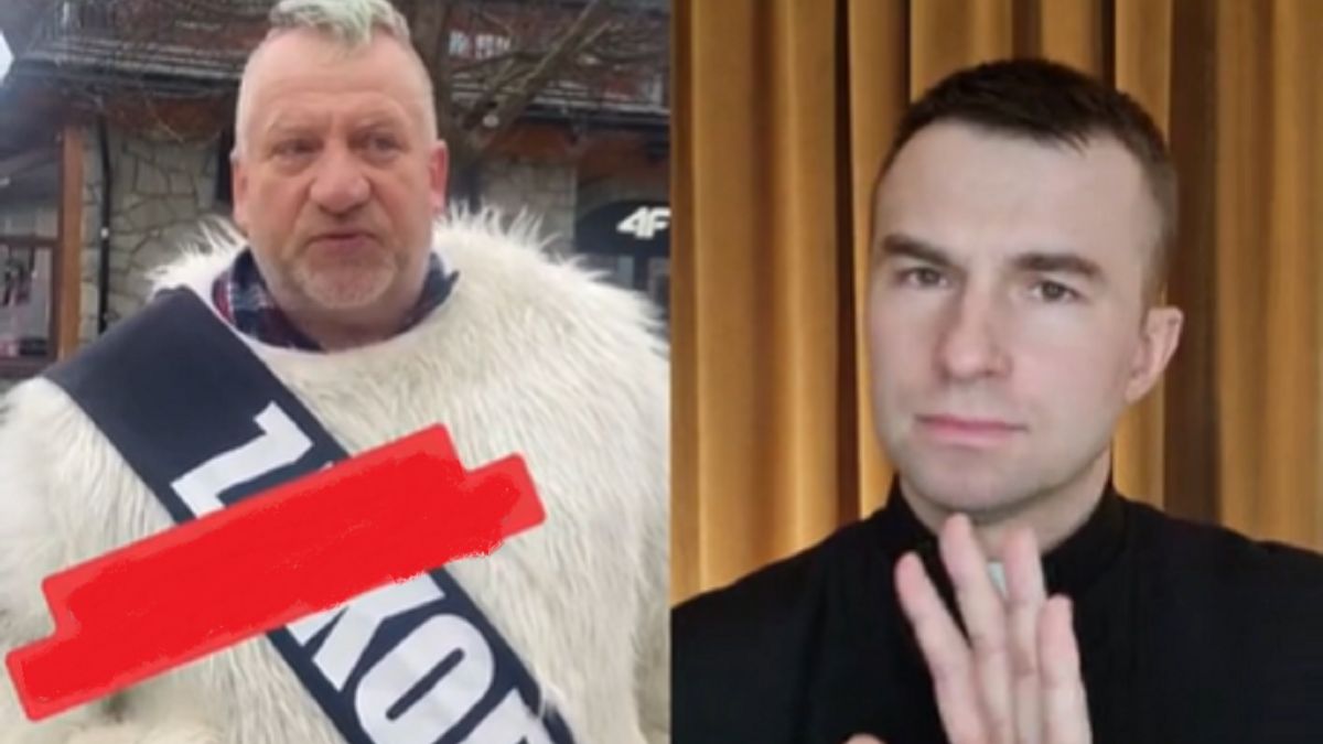 Ksiądz Picur ostrzega przed misiem z Zakopanego. 