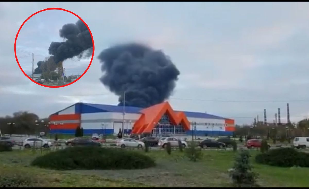 Groźny pożar w mieście Szebekino w Rosji