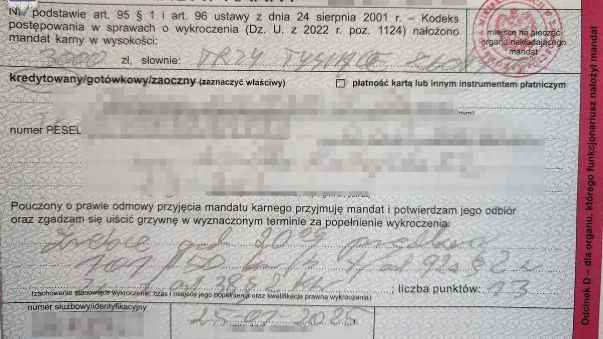 Mandat karny za predkość