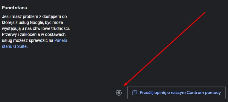 Pomiędzy motywami w Centrum pomocy można się przełączać niewielkim przyciskiem na dole strony.