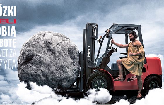 Wózki widłowe Heli w reklamie „robią robotę nawet za Syzyfa” (wideo)