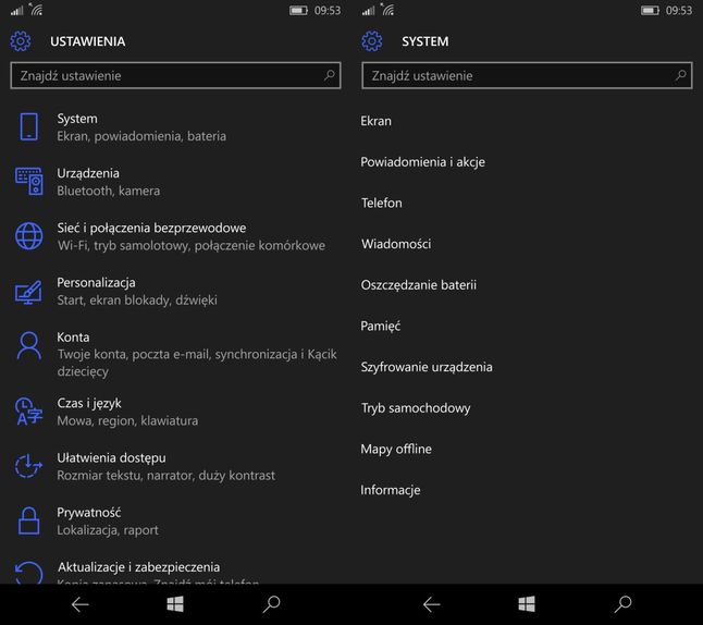 Windows 10 Mobile - nowy panel ustawień