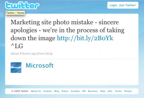 Microsoft przeprasza na Twitterze za foto-wpadkę