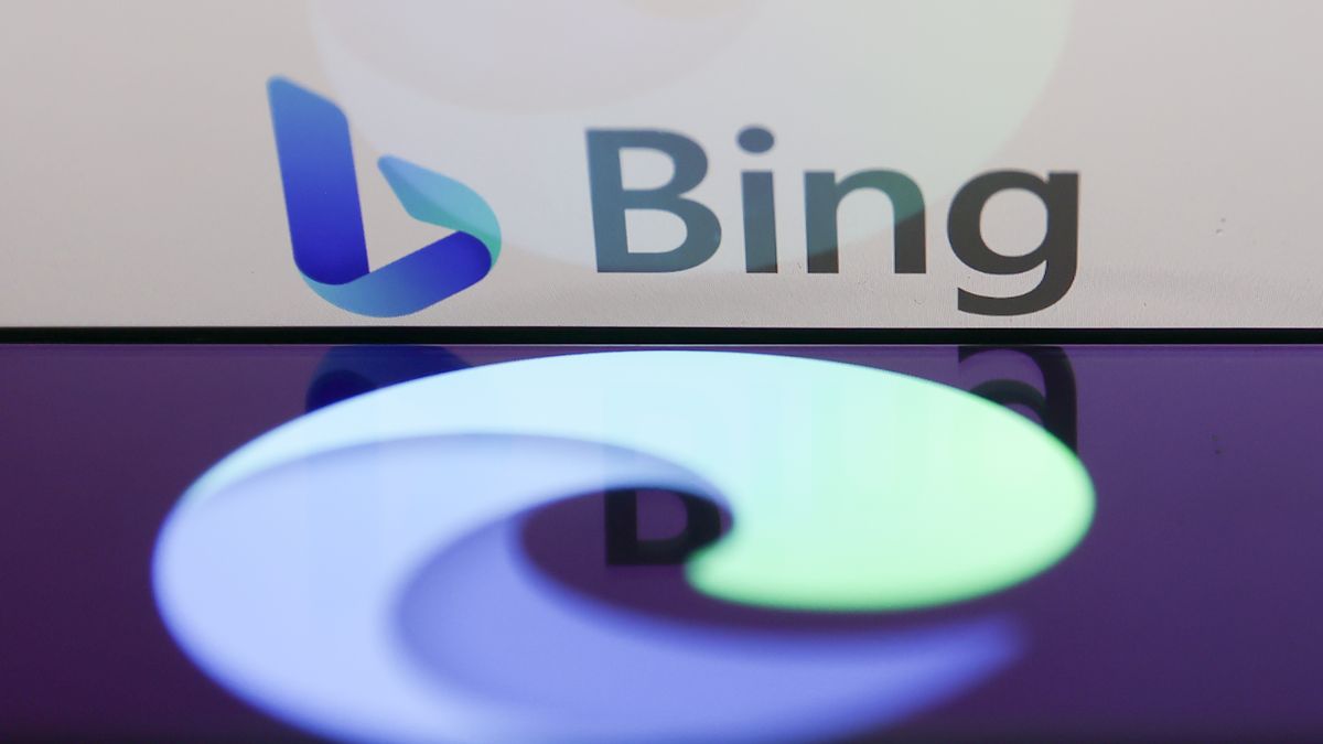 Bing logo on website displayed on a laptop screen and Edge logo displayed on a phone screen are seen in this illustration photo taken in Krakow, Poland on February 26, 2023. (Photo by Jakub Porzycki/NurPhoto via Getty Images)