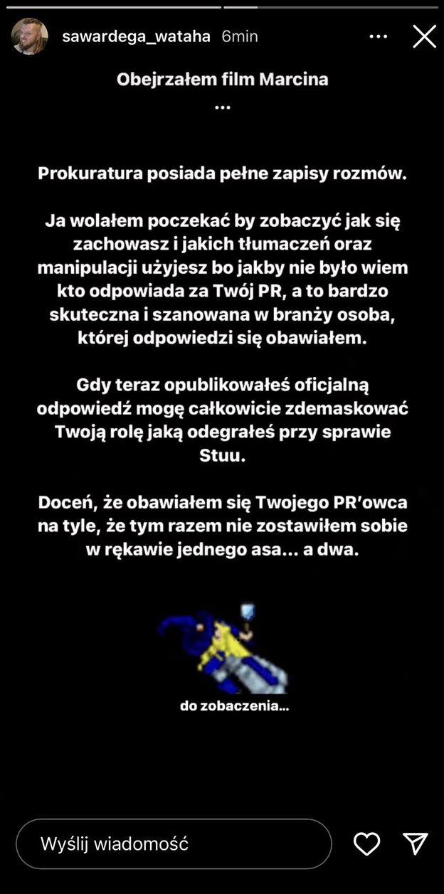 Sylwester Wardęga REAGUJE na film Marcina Dubiela i grozi: "Mogę całkowicie ZDEMASKOWAĆ twoją rolę, jaką odegrałeś przy sprawie Stuu"