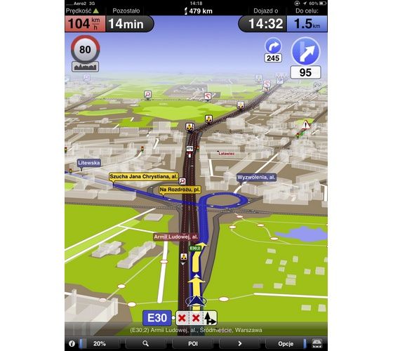 Screen z AutoMapy dla iOS