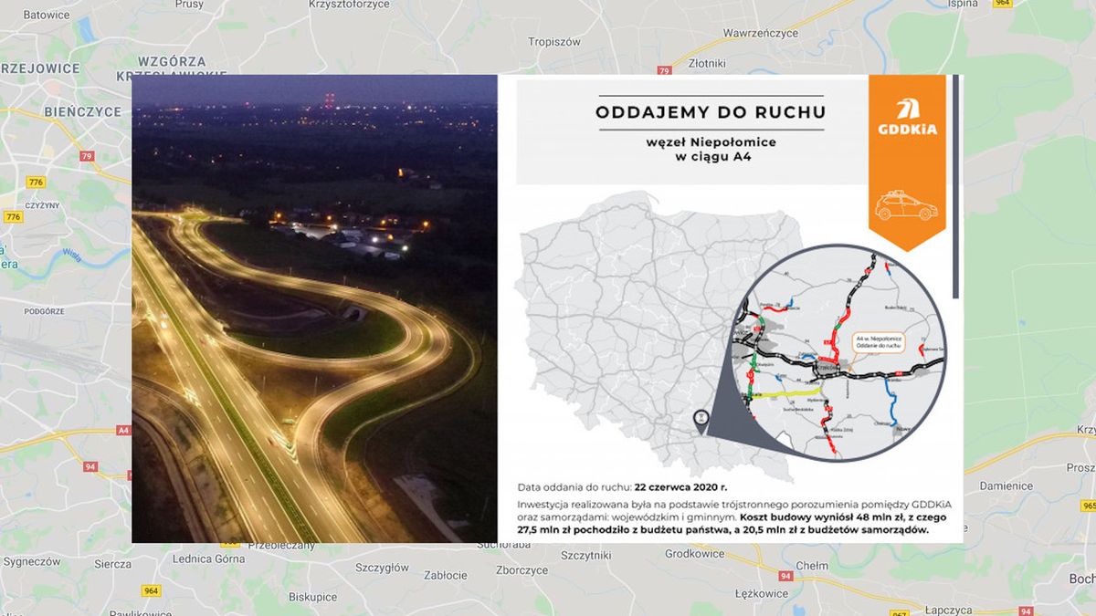 Węzeł Niepołomice powstał w niecałe 2 lata. Inwestycja kosztowała 48 mln zł.