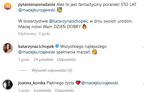 Katarzyna Cichopek składa życzenia urodzinowe Maciejowi Kurzajewskiemu