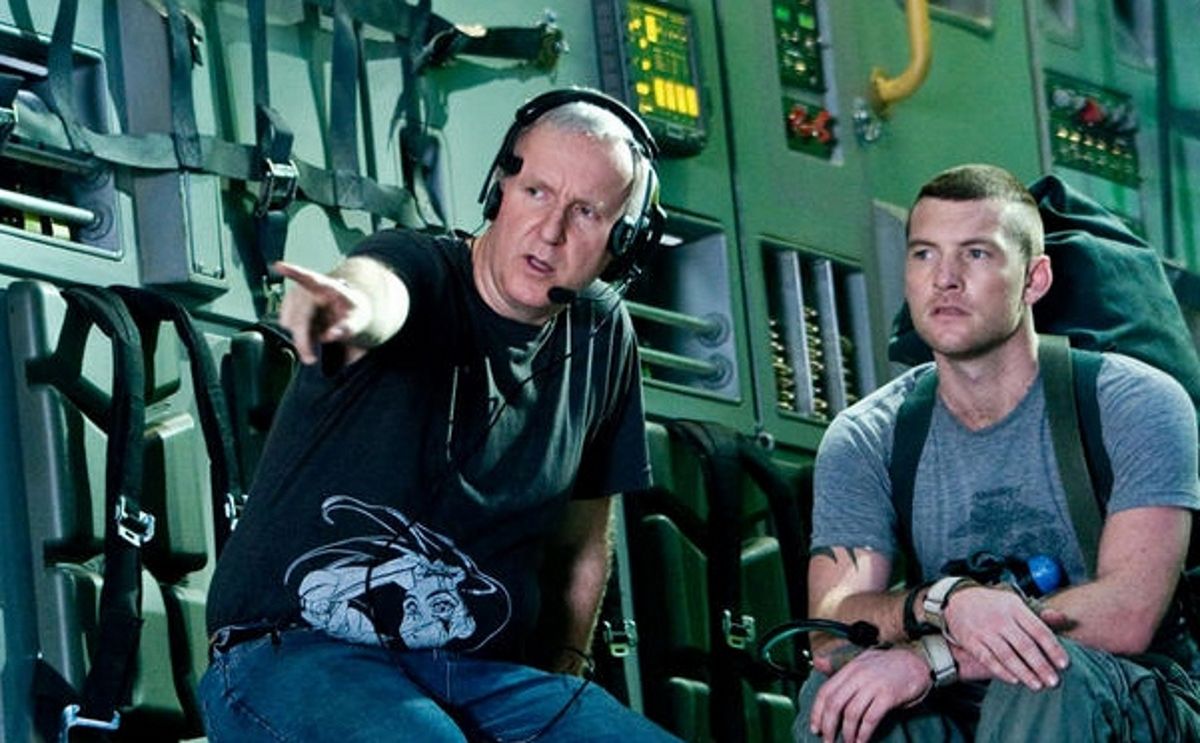 James Cameron i Sam Worthington na planie pierwszego "Avatara"