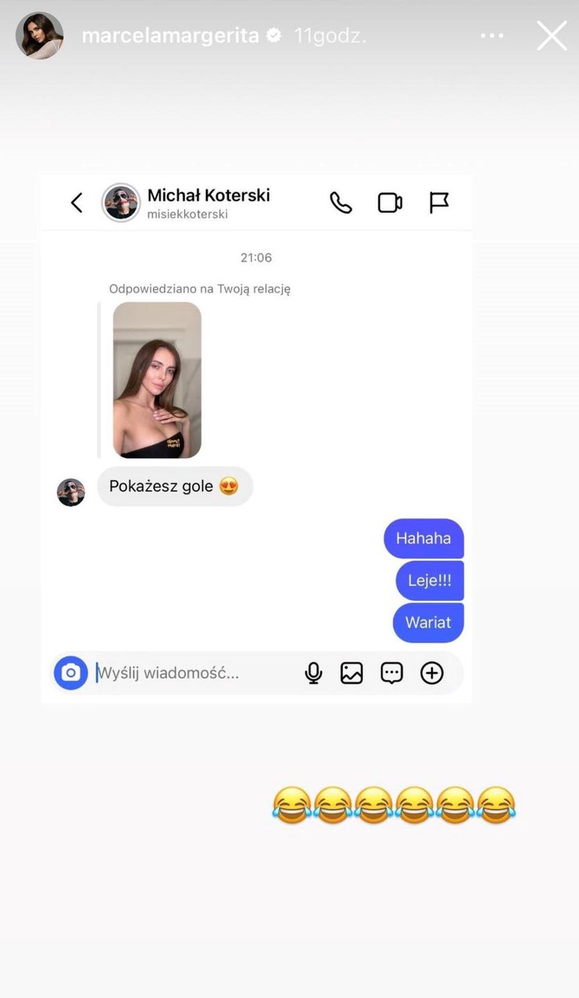 Marcela Leszczak pokazuje wiadomości od Miśka Koterskiego 