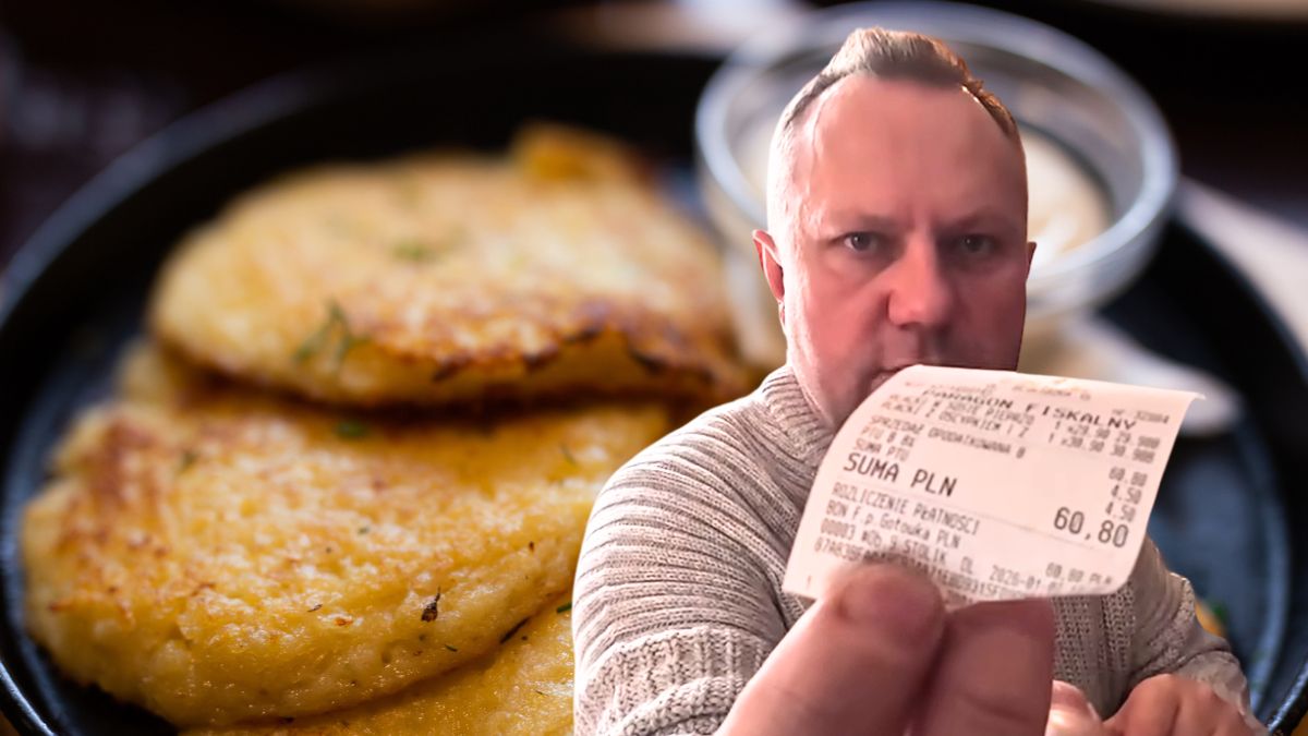 Tomasz Strzelczyk pokazuje rachunek za placki ziemniaczane