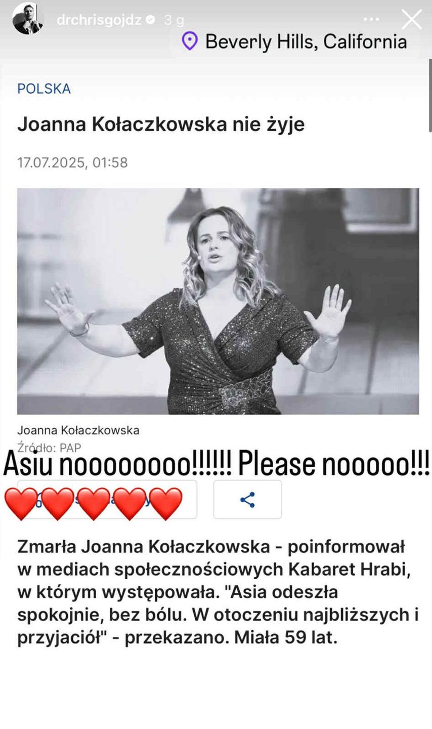 Krzysztof Gojdź żegna Joannę Kołaczkowską