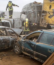 Karambol stanął w ogniu