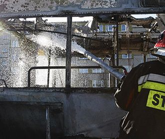 Pożar autobusu w Białymstoku