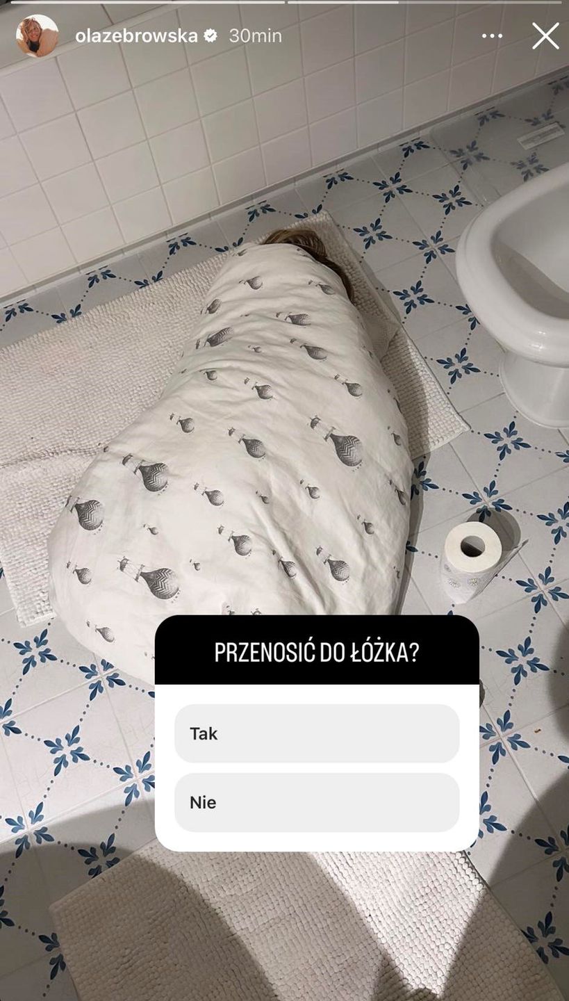 Aleksandra Żebrowska pokazała dziecko śpiące w łazience 