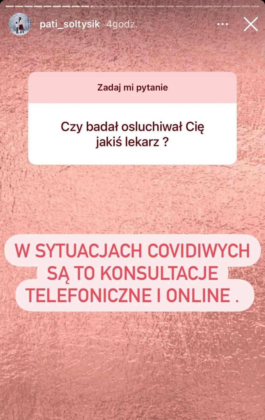 Patrycja Sołtysik o koronawirusie