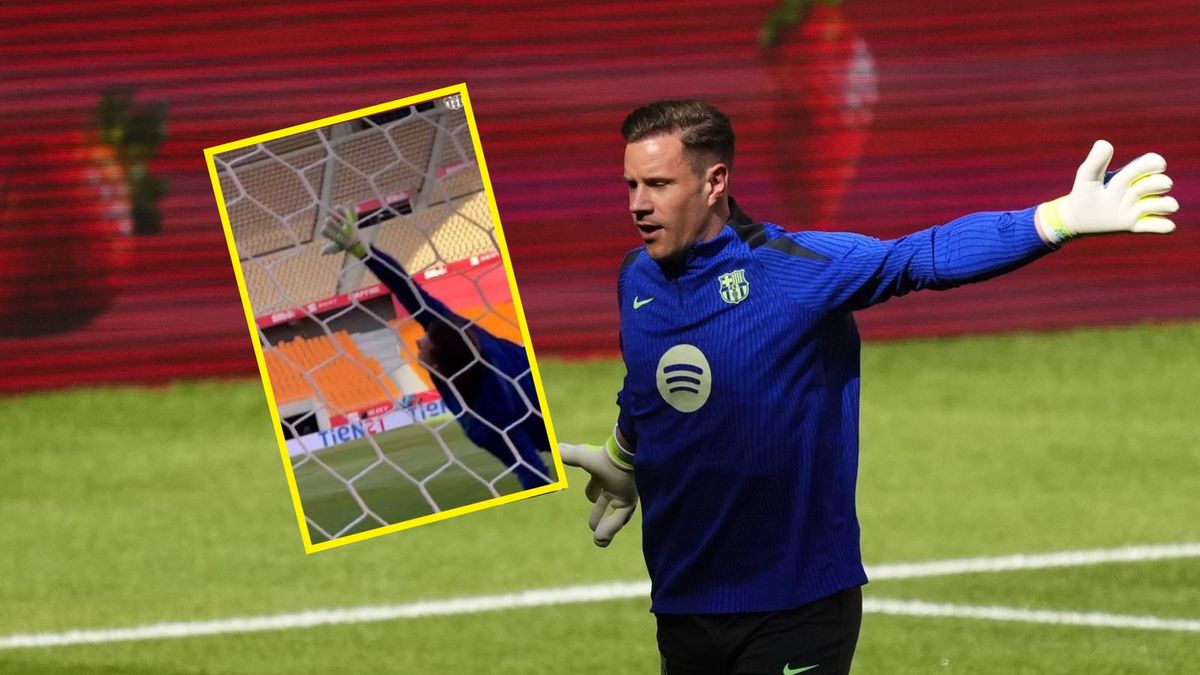 Getty Images / Photo by Jose Breton/Pics Action/NurPhoto via Getty Images / Na zdjęciu: Marc-Andre ter Stegen (w ramce: parada podczas treningu)