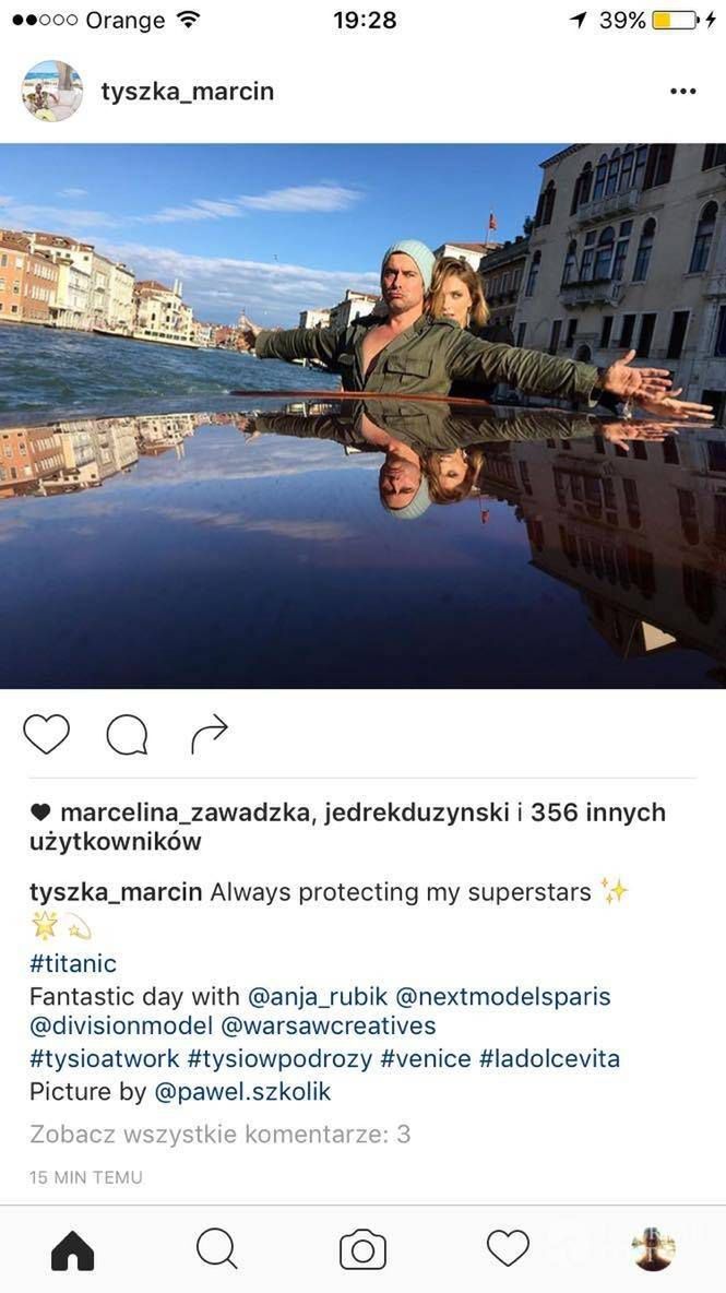 Marcin Tyszka i Anja Rubik podczas sesji w Wenecji