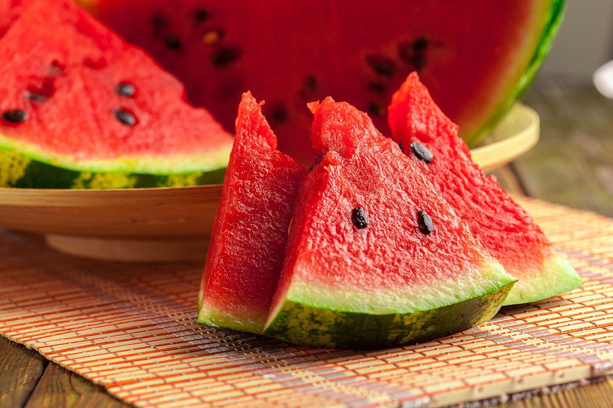 Watermelon cut into triangles